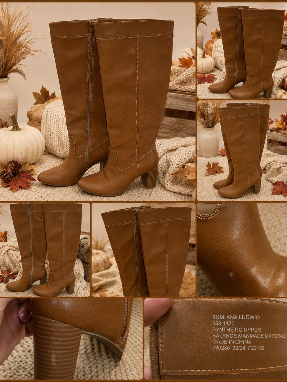 a.n.a Tall Tan Block Heel Knee Boots